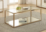 Contemporary Coffee Table with Mirror Shelf Chocolate Chrome