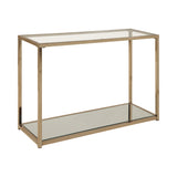 Contemporary Sofa Table with Mirror Shelf Chocolate Chrome