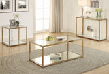 Contemporary Sofa Table with Mirror Shelf Chocolate Chrome