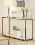 Contemporary Sofa Table with Mirror Shelf Chocolate Chrome