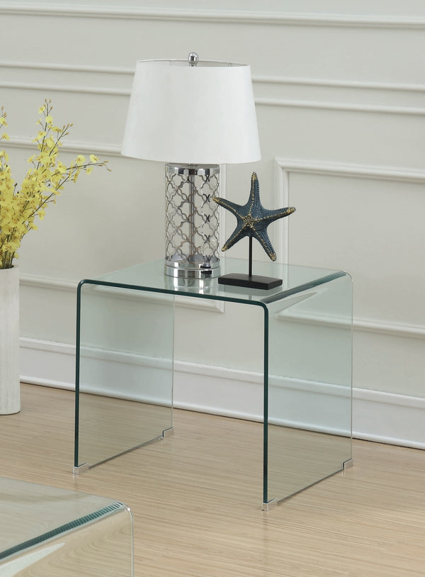 Contemporary Clear Glass Square End Table - Stylish, Minimalist Design for Modern Living Spaces