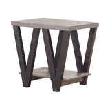 Higgins Casual V-shaped End Table Black and Antique Grey