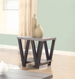 Higgins Casual V-shaped End Table Black and Antique Grey