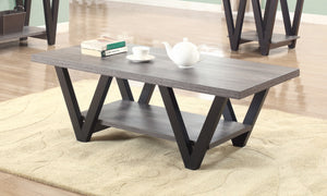 Higgins Casual V-shaped Coffee Table Black and Antique Grey