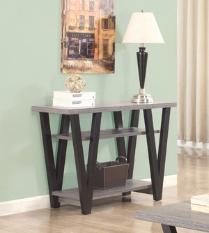 Casual V-shaped Sofa Table Black and Antique Grey