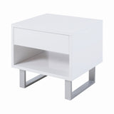 Contemporary 1-drawer End Table High Glossy White