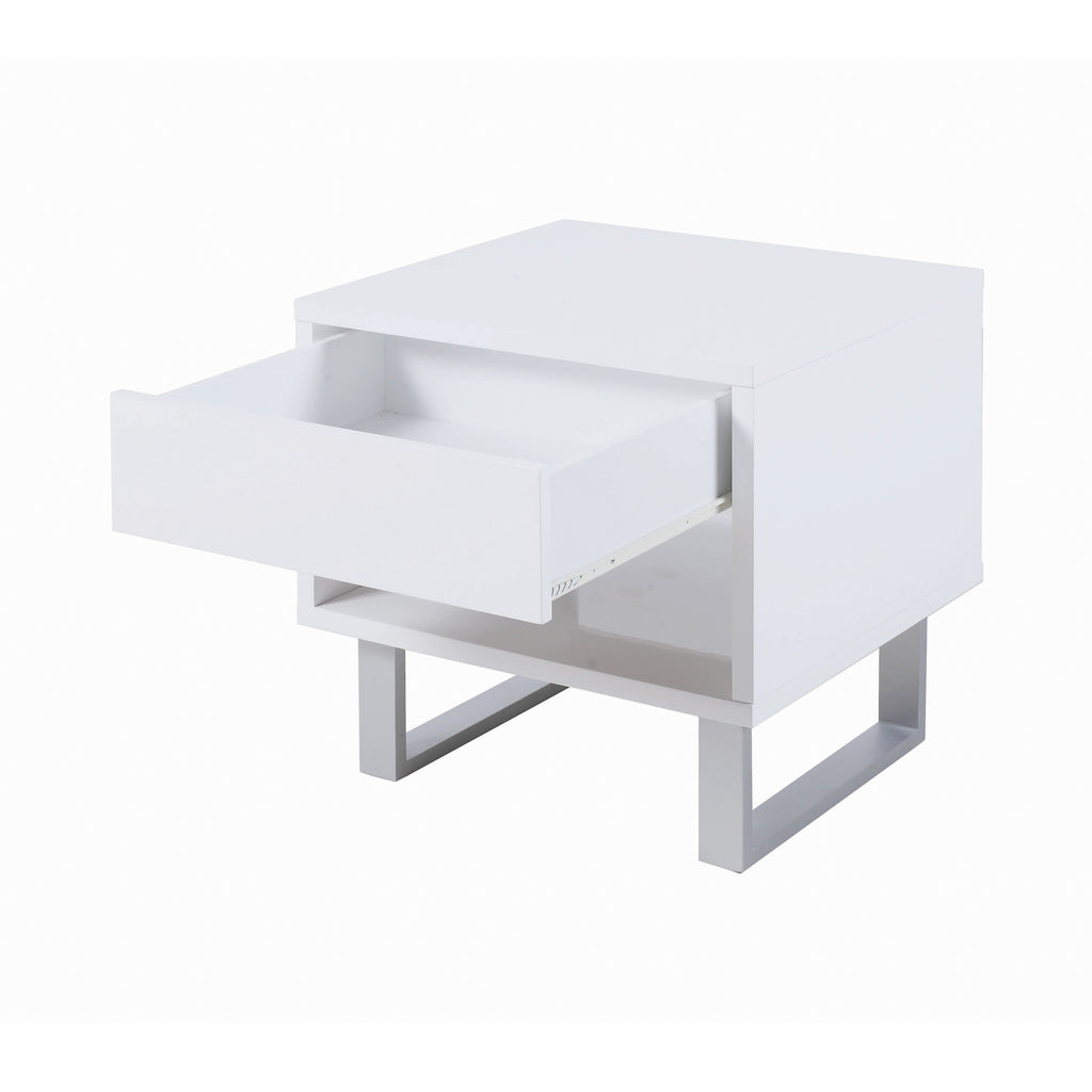Contemporary 1-drawer End Table High Glossy White