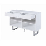 Contemporary 2-drawer Sofa Table High Glossy White