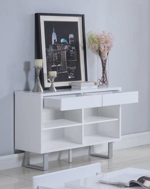 Contemporary 2-drawer Sofa Table High Glossy White