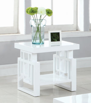 Contemporary Rectangular End Table High Glossy White