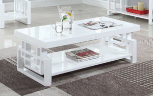 Contemporary Rectangular Coffee Table High Glossy White