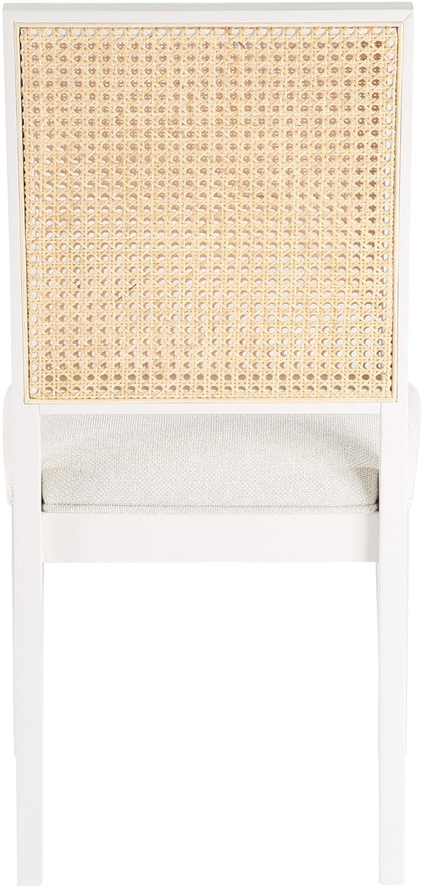Butterfly Linen Textured Fabric / Natural Cane / Rubberwood / Foam Mid-Century Cream Linen Textured Fabric Dining Chair - 19" W x 24.5" D x 36.5" H