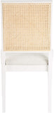Butterfly Linen Textured Fabric / Natural Cane / Rubberwood / Foam Mid-Century Cream Linen Textured Fabric Dining Chair - 19" W x 24.5" D x 36.5" H