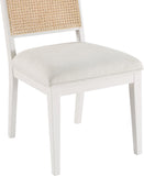 Butterfly Linen Textured Fabric / Natural Cane / Rubberwood / Foam Mid-Century Cream Linen Textured Fabric Dining Chair - 19" W x 24.5" D x 36.5" H