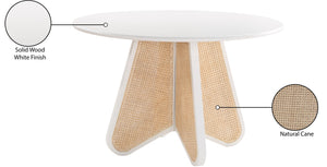 Butterfly Natural Cane / Rubberwood / Oak Veneer Mid-Century White Dining Table - 48" W x 48" D x 30" H