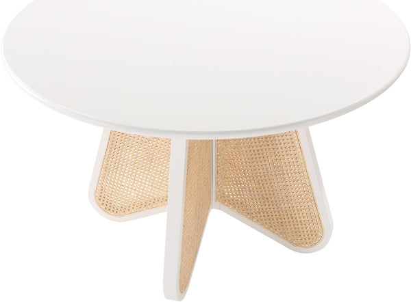 Butterfly Natural Cane / Rubberwood / Oak Veneer Mid-Century White Dining Table - 48" W x 48" D x 30" H