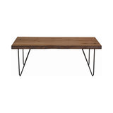 Contemporary Coffee Table with Hairpin Legs Natural Honey and Gunmetal