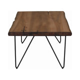 Contemporary Coffee Table with Hairpin Legs Natural Honey and Gunmetal