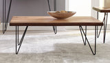 Contemporary Coffee Table with Hairpin Legs Natural Honey and Gunmetal