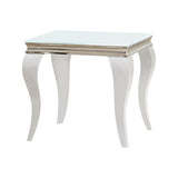 Delilah Modern Square End Table White and Chrome