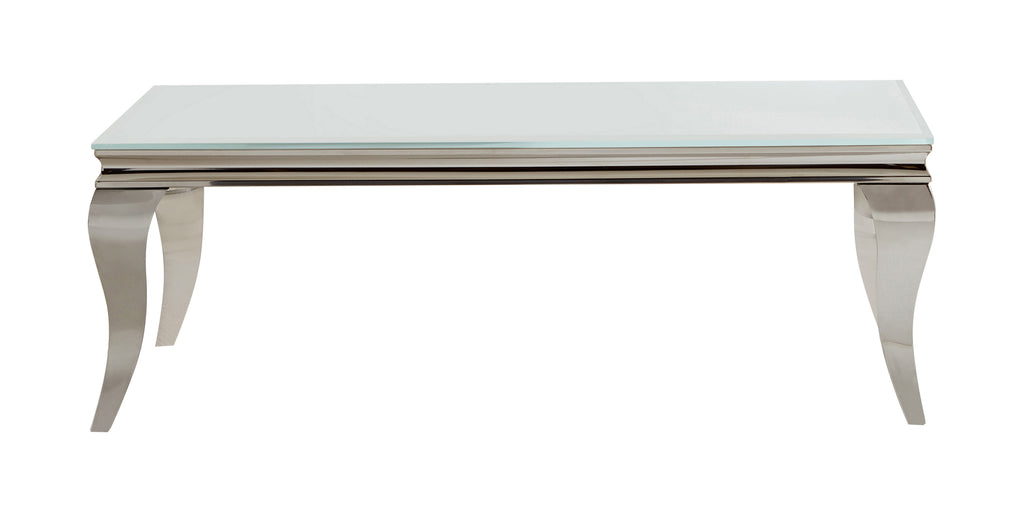 Delilah Modern Rectangle Coffee Table White and Chrome