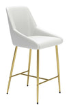 Zuo Modern Madelaine 100% Polyurethane, Plywood, Steel Modern Commercial Grade Counter Stool White, Gold 100% Polyurethane, Plywood, Steel