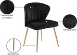 Finley Velvet / Engineered Wood / Foam Contemporary Black Velvet Dining Chair - 20.5" W x 20" D x 31.5" H