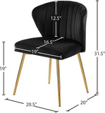 Finley Velvet / Engineered Wood / Foam Contemporary Black Velvet Dining Chair - 20.5" W x 20" D x 31.5" H