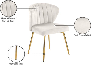 Finley Velvet / Engineered Wood / Foam Contemporary Cream Velvet Dining Chair - 20.5" W x 20" D x 31.5" H