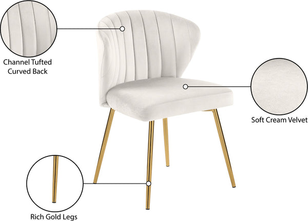 Finley Velvet / Engineered Wood / Foam Contemporary Cream Velvet Dining Chair - 20.5" W x 20" D x 31.5" H