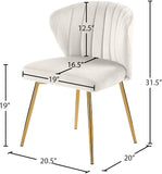 Finley Velvet / Engineered Wood / Foam Contemporary Cream Velvet Dining Chair - 20.5" W x 20" D x 31.5" H