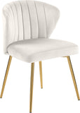 Finley Velvet / Engineered Wood / Foam Contemporary Cream Velvet Dining Chair - 20.5" W x 20" D x 31.5" H