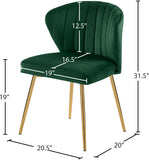 Finley Velvet / Engineered Wood / Foam Contemporary Green Velvet Dining Chair - 20.5" W x 20" D x 31.5" H