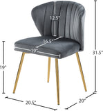 Finley Velvet / Engineered Wood / Foam Contemporary Grey Velvet Dining Chair - 20.5" W x 20" D x 31.5" H