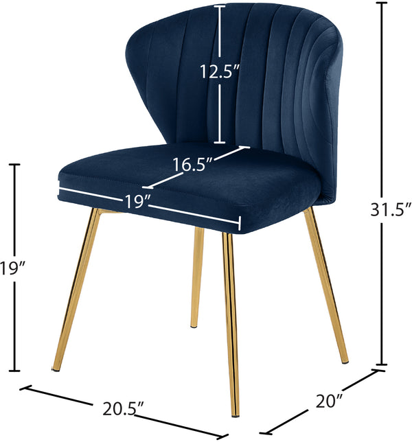 Finley Velvet / Engineered Wood / Foam Contemporary Navy Velvet Dining Chair - 20.5" W x 20" D x 31.5" H