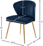 Finley Velvet / Engineered Wood / Foam Contemporary Navy Velvet Dining Chair - 20.5" W x 20" D x 31.5" H