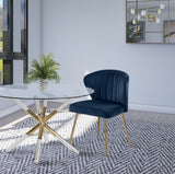 Finley Velvet / Engineered Wood / Foam Contemporary Navy Velvet Dining Chair - 20.5" W x 20" D x 31.5" H