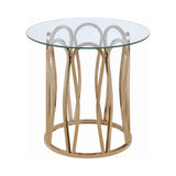 Contemporary Round End Table Chocolate Chrome and Clear