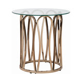 Contemporary Round End Table Chocolate Chrome and Clear