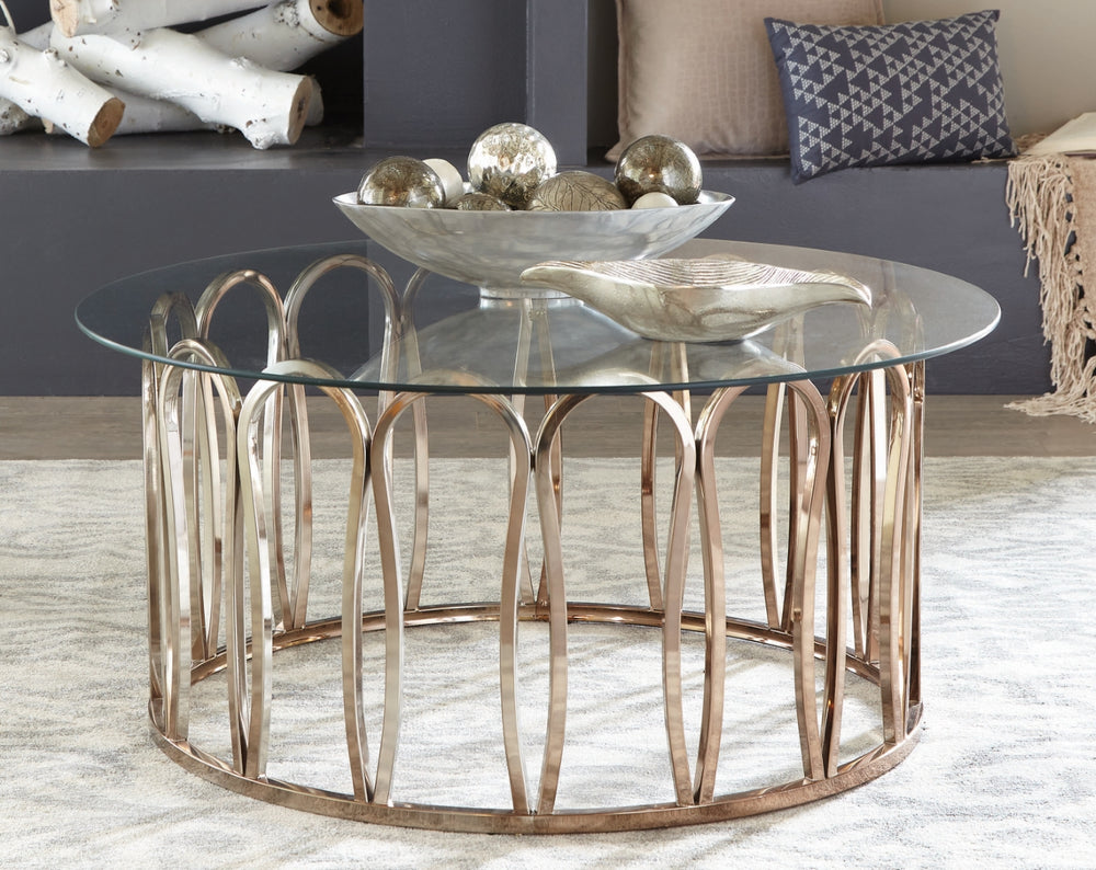 Contemporary Round Coffee Table in Chocolate Chrome with Glass Top – Stylish & Elegant Design