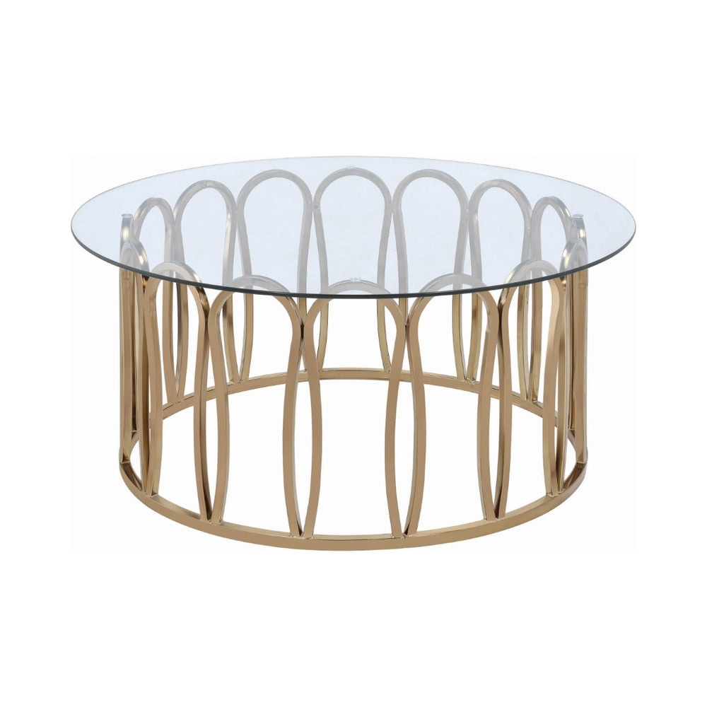 Contemporary Round Coffee Table in Chocolate Chrome with Glass Top – Stylish & Elegant Design