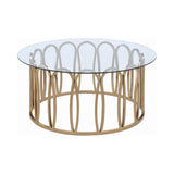 Contemporary Round Coffee Table Chocolate Chrome and Clear