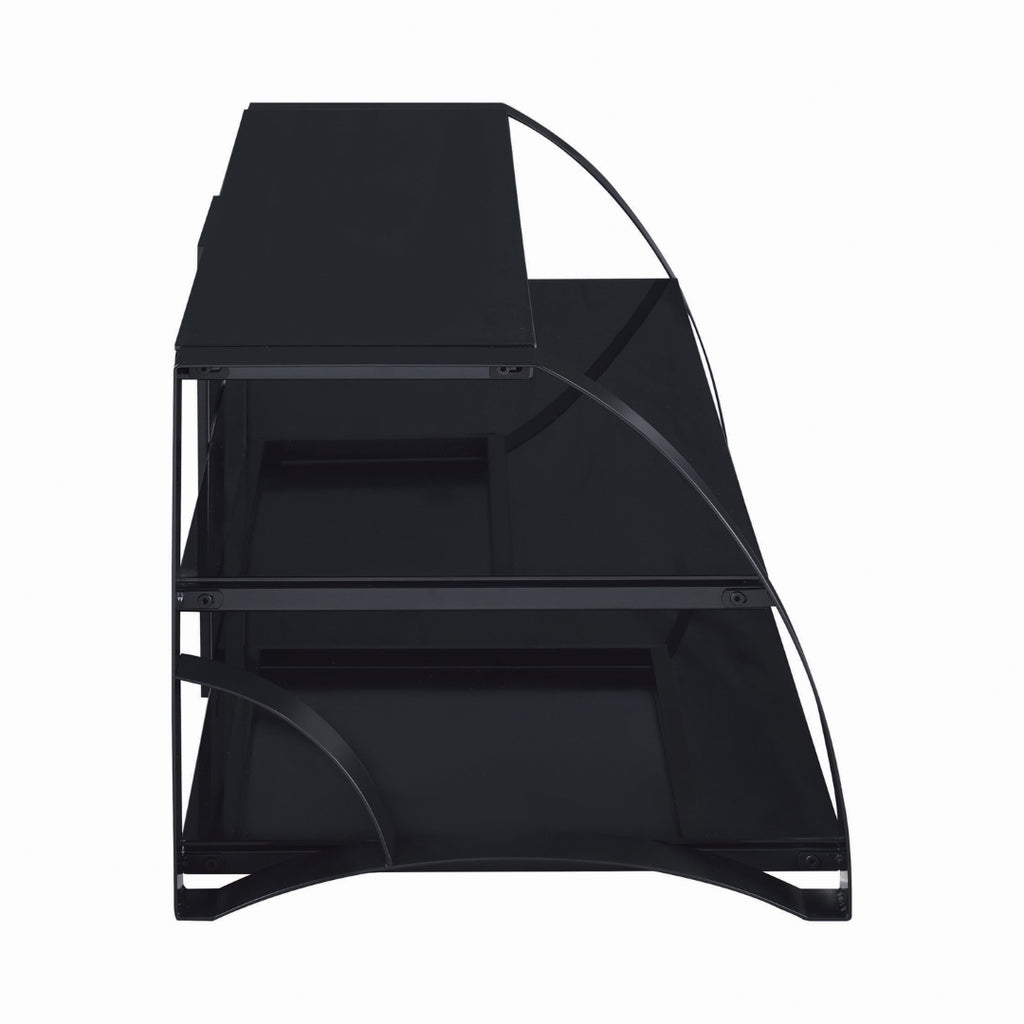 Contemporary 3-tier TV Console Black