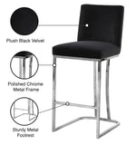 Heidi Velvet / Engineered Wood / Metal / Foam Contemporary Black Velvet Stool - 16" W x 19.5" D x 36.5" H