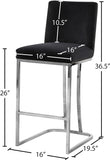 Heidi Velvet / Engineered Wood / Metal / Foam Contemporary Black Velvet Stool - 16" W x 19.5" D x 36.5" H