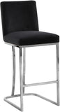 Heidi Velvet / Engineered Wood / Metal / Foam Contemporary Black Velvet Stool - 16" W x 19.5" D x 36.5" H