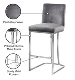 Heidi Velvet / Engineered Wood / Metal / Foam Contemporary Grey Velvet Stool - 16" W x 19.5" D x 36.5" H