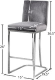 Heidi Velvet / Engineered Wood / Metal / Foam Contemporary Grey Velvet Stool - 16" W x 19.5" D x 36.5" H