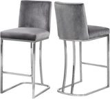 Heidi Velvet / Engineered Wood / Metal / Foam Contemporary Grey Velvet Stool - 16" W x 19.5" D x 36.5" H