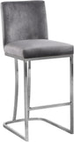 Heidi Velvet / Engineered Wood / Metal / Foam Contemporary Grey Velvet Stool - 16" W x 19.5" D x 36.5" H